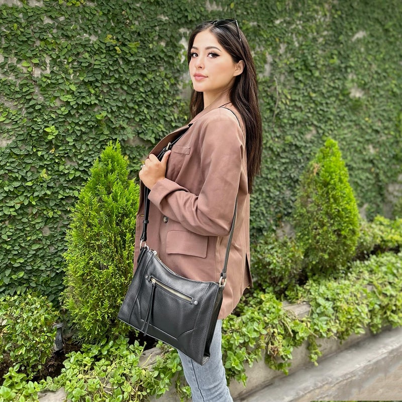 Kattee Genuine Leather Purses and Handbags for Women Crossbody Stachel Shoulder Bags Black - Image 2